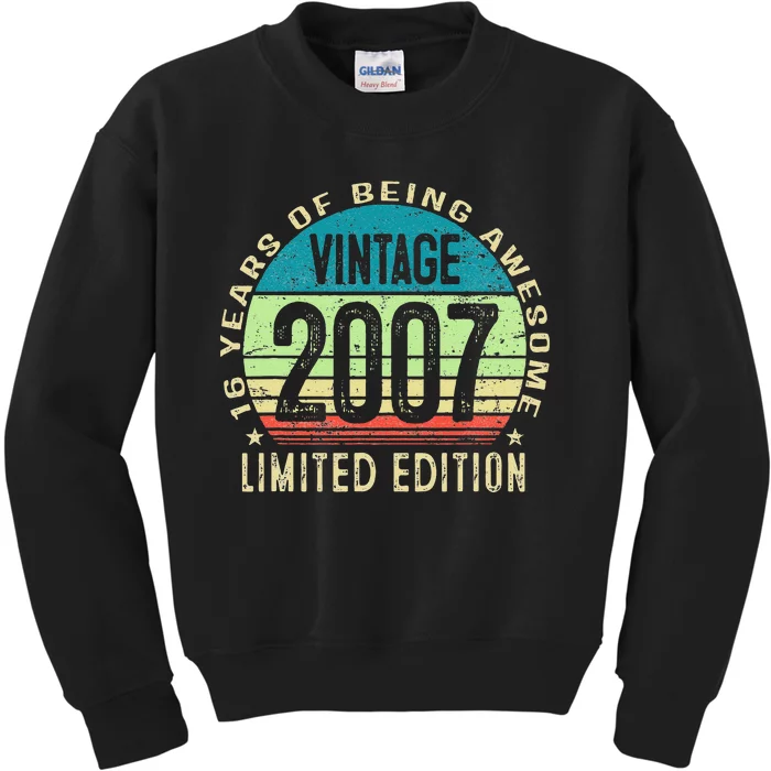 16 Year Old Giftss N Vintage 2007 16th Birthday Kids Sweatshirt