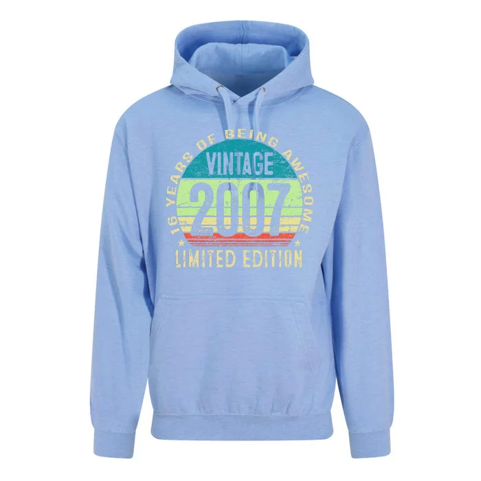 16 Year Old Giftss N Vintage 2007 16th Birthday Unisex Surf Hoodie