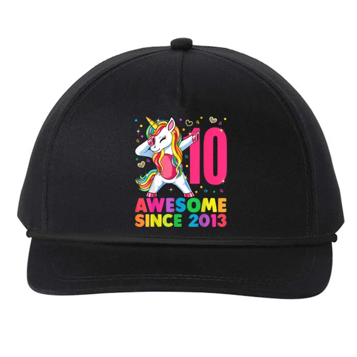 10 Year Old Unicorn Dabbing 10th Birthday Girl Unicorn Party Snapback Five-Panel Rope Hat