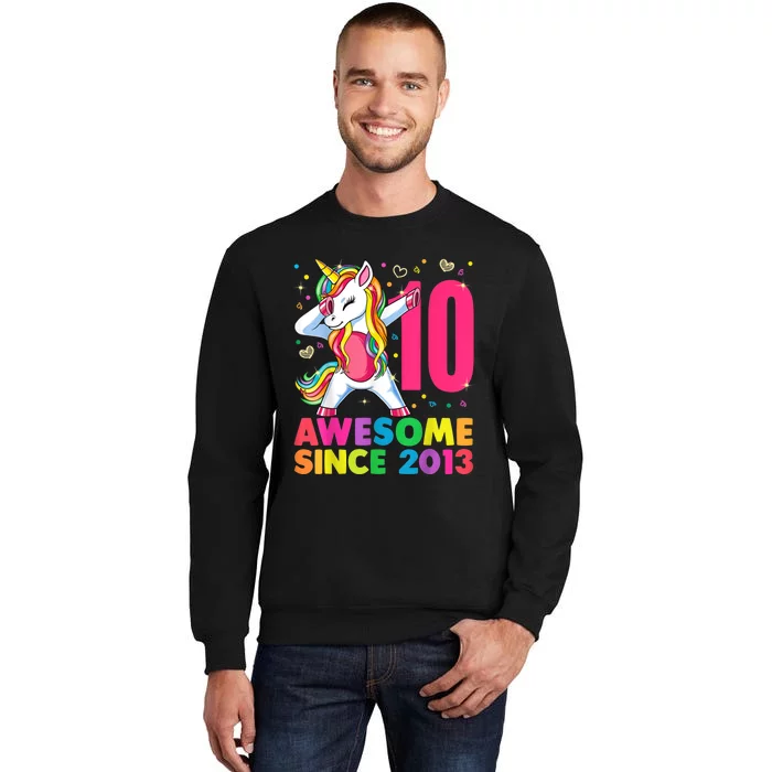 10 Year Old Unicorn Dabbing 10th Birthday Girl Unicorn Party Tall Sweatshirt