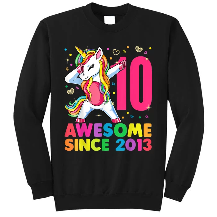 10 Year Old Unicorn Dabbing 10th Birthday Girl Unicorn Party Tall Sweatshirt