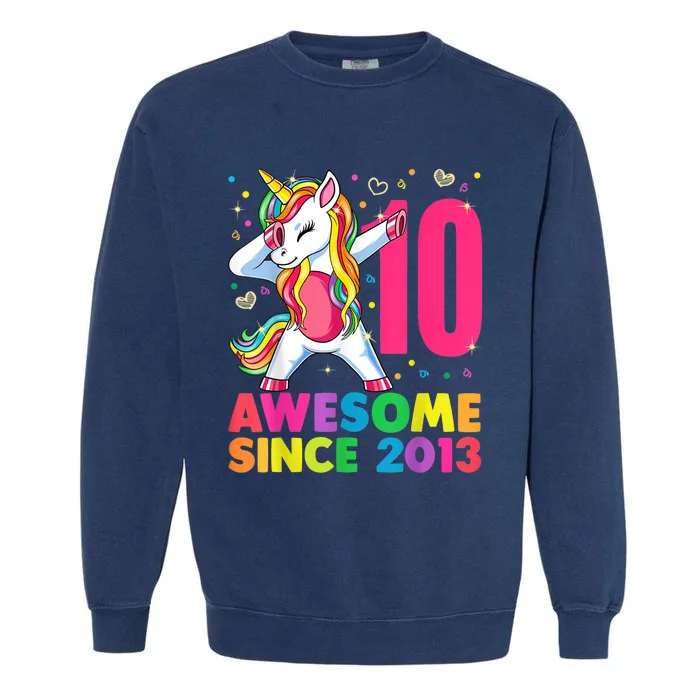 10 Year Old Unicorn Dabbing 10th Birthday Girl Unicorn Party Garment-Dyed Sweatshirt