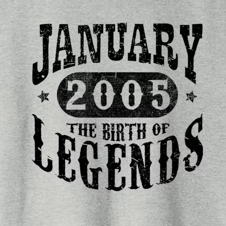 18 Years Old 18th Birthday January 2005 Birth Of Legend Gift Women's Crop Top Tee