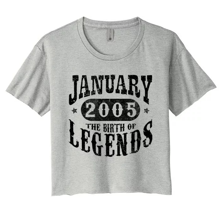 18 Years Old 18th Birthday January 2005 Birth Of Legend Gift Women's Crop Top Tee