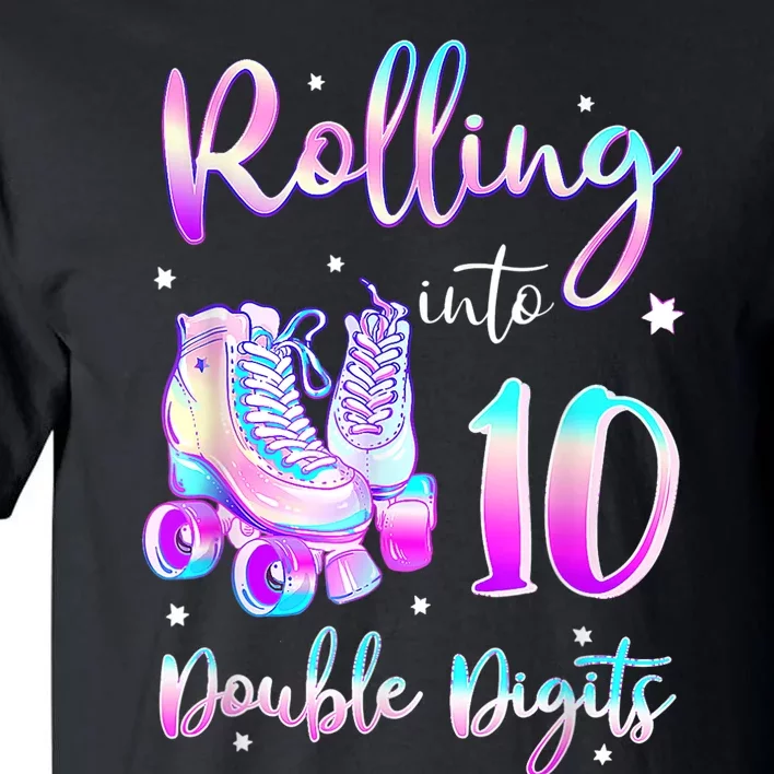 10 Years Old Birthday Girl Rolling Into 10th Double Digits Tall T-Shirt