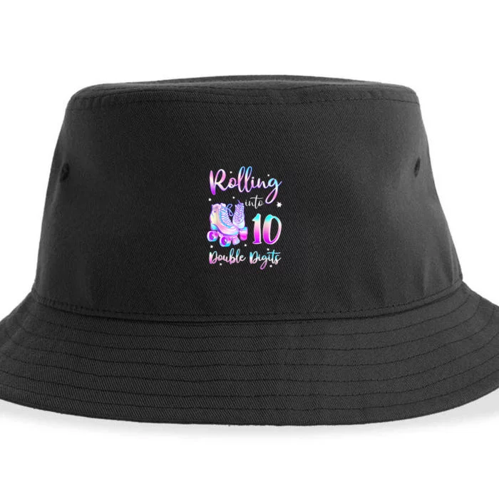 10 Years Old Birthday Girl Rolling Into 10th Double Digits Sustainable Bucket Hat