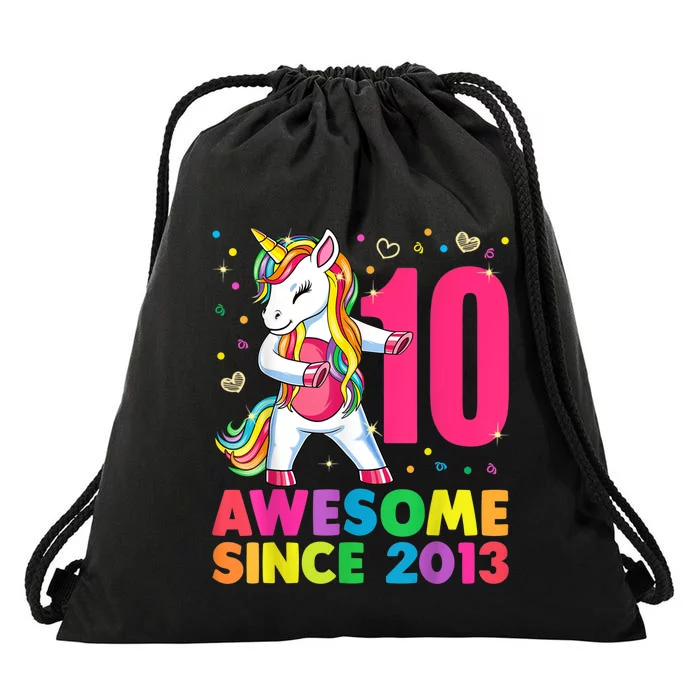 10 Years Old Unicorn Flossing 10th Birthday Girl Party Drawstring Bag