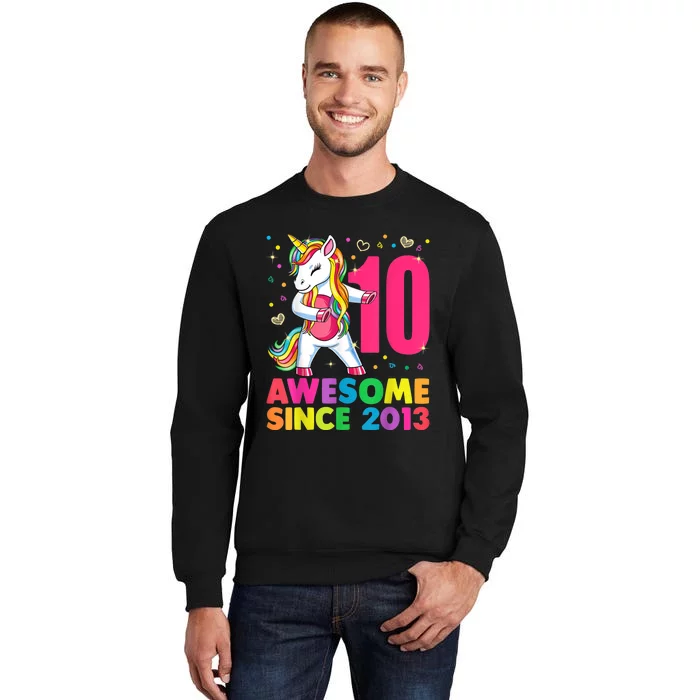 10 Years Old Unicorn Flossing 10th Birthday Girl Party Tall Sweatshirt