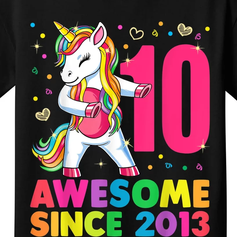 10 Years Old Unicorn Flossing 10th Birthday Girl Party Kids T-Shirt