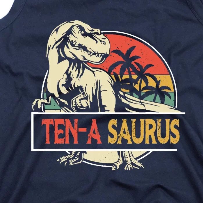 10 Year Old Dinosaur Birthday 10 Th T Rex Dino 10 Saurus Tank Top