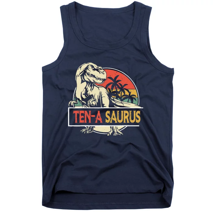 10 Year Old Dinosaur Birthday 10 Th T Rex Dino 10 Saurus Tank Top