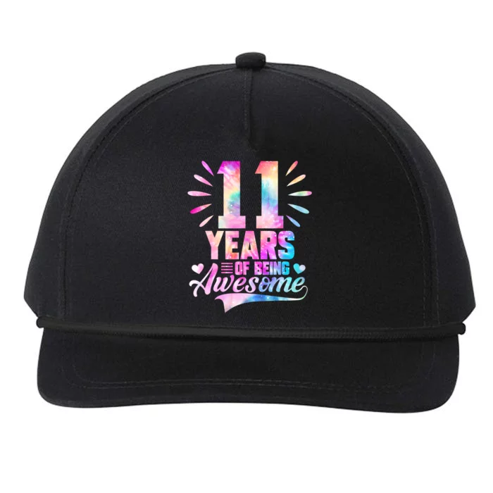 11 Years Old 11th Birthday Tie Dye Being Awesome Snapback Five-Panel Rope Hat