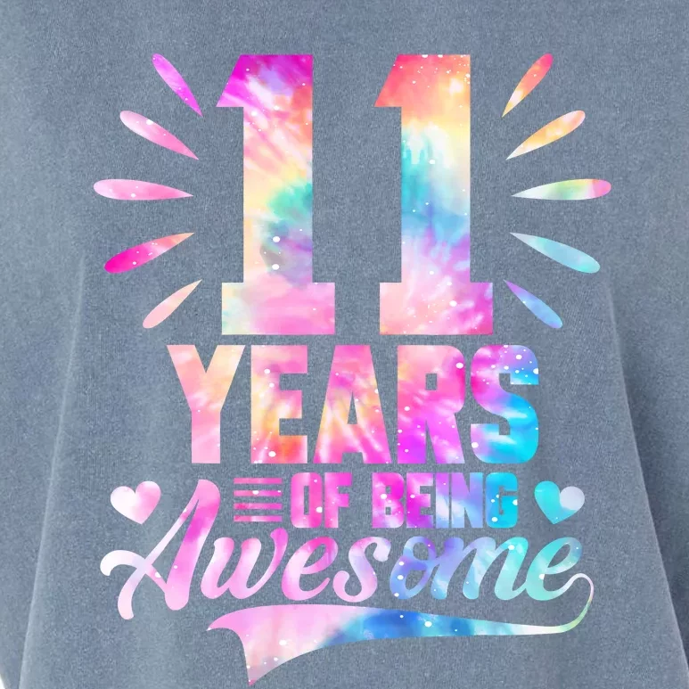 11 Years Old 11th Birthday Tie Dye Being Awesome Garment-Dyed Women's Muscle Tee