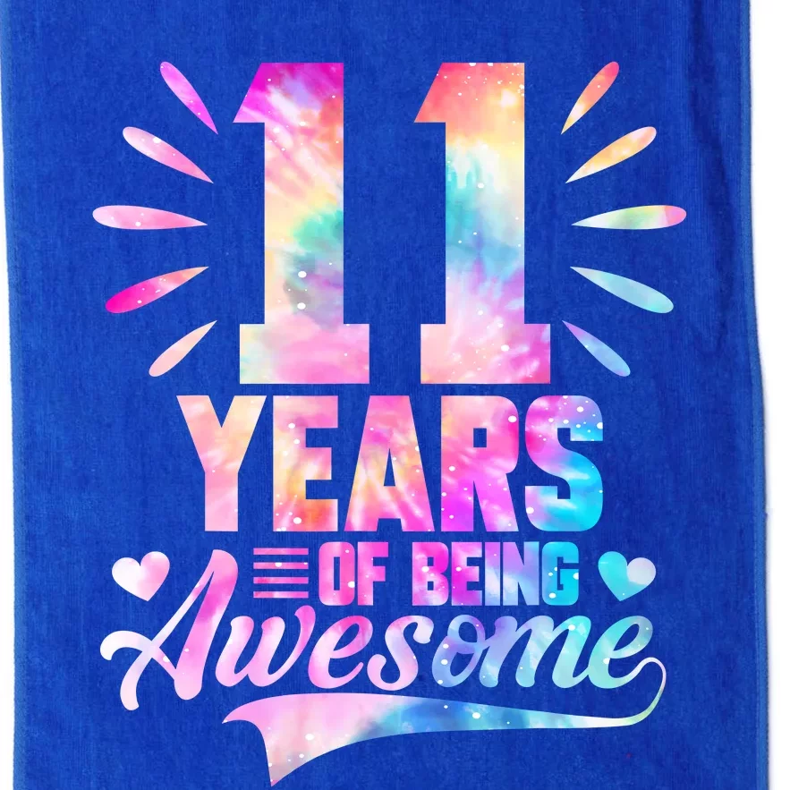 11 Years Old 11th Birthday Tie Dye Being Awesome Platinum Collection Golf Towel