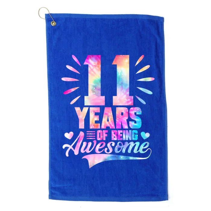 11 Years Old 11th Birthday Tie Dye Being Awesome Platinum Collection Golf Towel