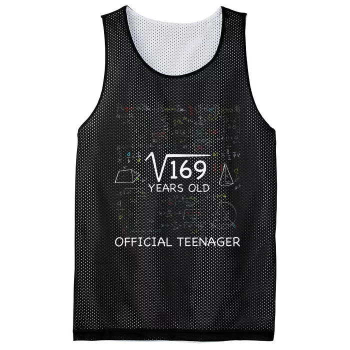 13 Year Old Birthday Official Teenager Square Root Of 169 Mesh Reversible Basketball Jersey Tank