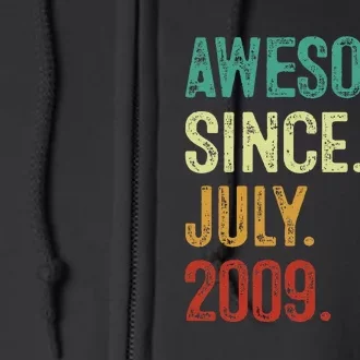 14 Year Old Awesome Since July 2009 14th Birthday Full Zip Hoodie