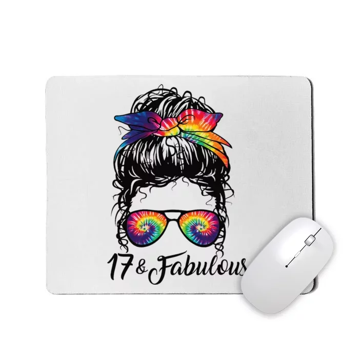 17 Years Old Fabulous Messy Bun Tie Dye 17th Birthday Mousepad