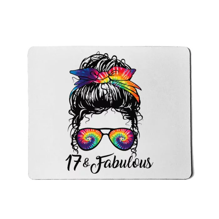 17 Years Old Fabulous Messy Bun Tie Dye 17th Birthday Mousepad