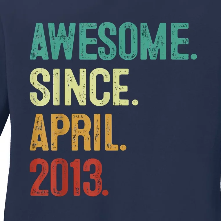 10 Years Old Awesome Since April 2013 10th Birthday Ladies Long Sleeve Shirt