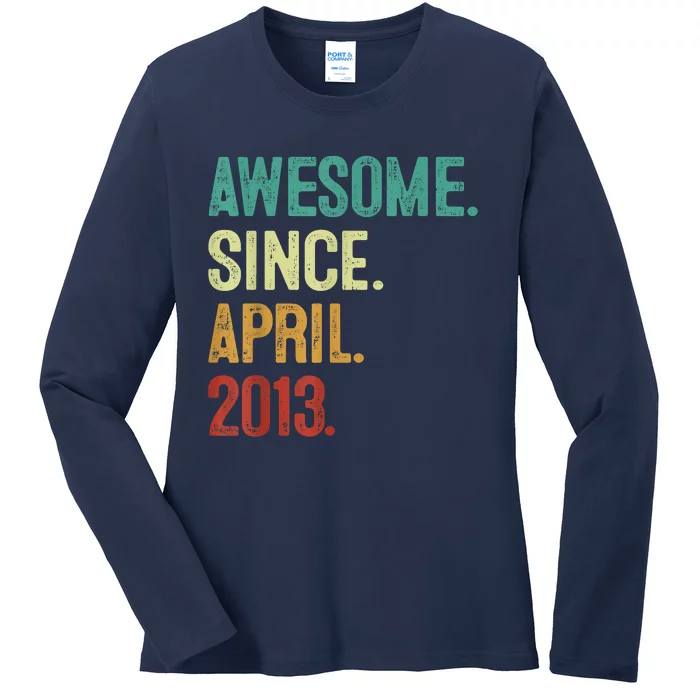 10 Years Old Awesome Since April 2013 10th Birthday Ladies Long Sleeve Shirt