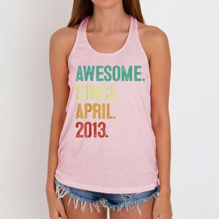 10 Years Old Awesome Since April 2013 10th Birthday Women's Knotted Racerback Tank