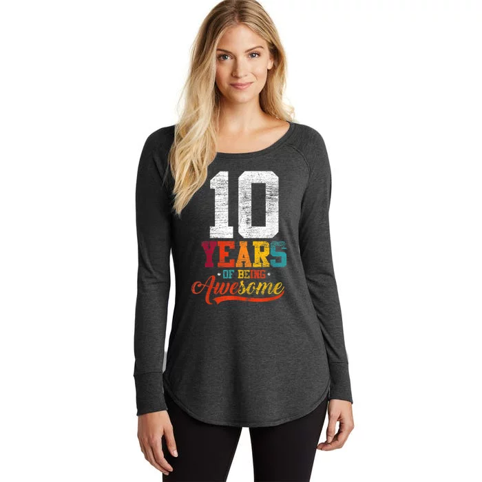 10 Years Of Being Awesome Gifts 10 Years Old 10th Birthday Women's Perfect Tri Tunic Long Sleeve Shirt