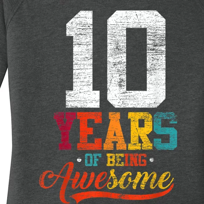 10 Years Of Being Awesome Gifts 10 Years Old 10th Birthday Women's Perfect Tri Tunic Long Sleeve Shirt