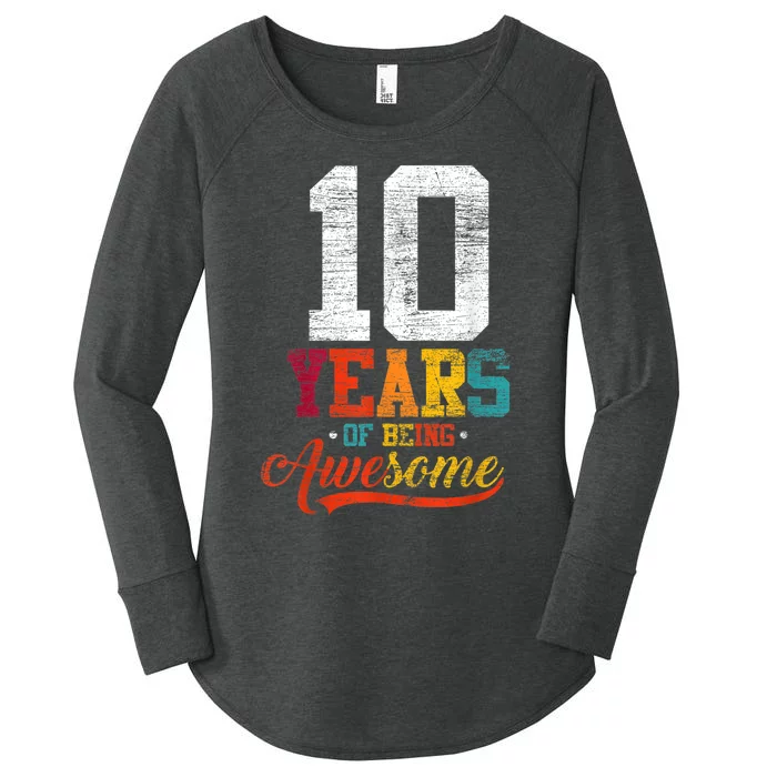 10 Years Of Being Awesome Gifts 10 Years Old 10th Birthday Women's Perfect Tri Tunic Long Sleeve Shirt