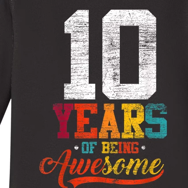 10 Years Of Being Awesome Gifts 10 Years Old 10th Birthday Baby Long Sleeve Bodysuit