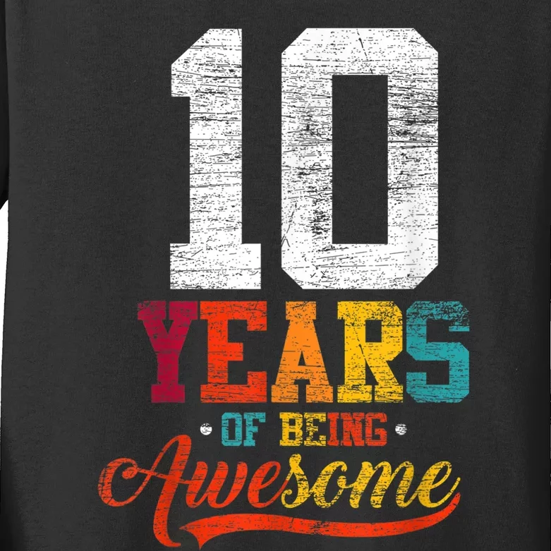 10 Years Of Being Awesome Gifts 10 Years Old 10th Birthday Kids Long Sleeve Shirt