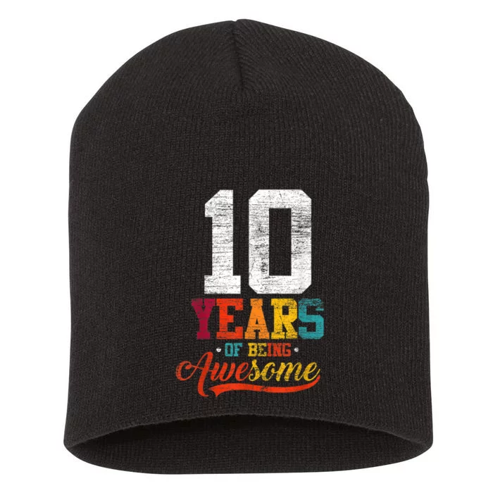 10 Years Of Being Awesome Gifts 10 Years Old 10th Birthday Short Acrylic Beanie