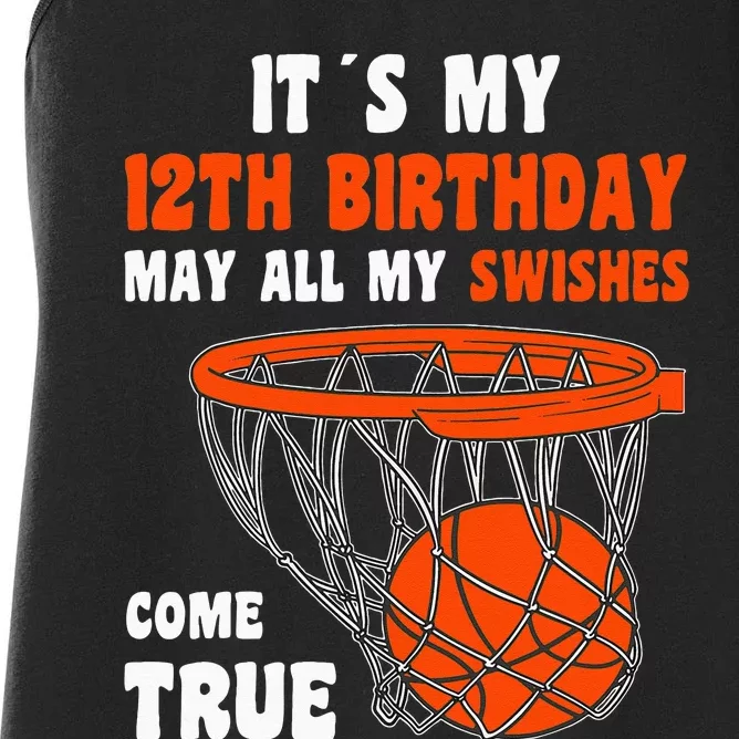 12 Year Old Happy 12th Birthday Basketball 12th Birthday Women's Racerback Tank