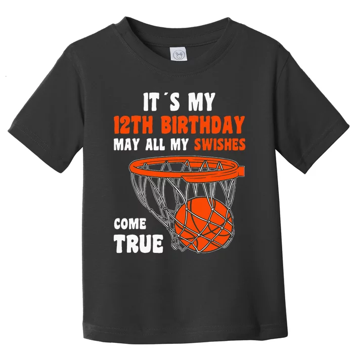 12 Year Old Happy 12th Birthday Basketball 12th Birthday Toddler T-Shirt