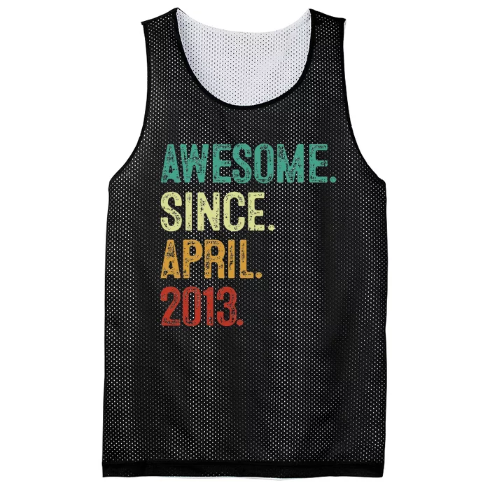 10 Years Old Awesome Since April 2013 10th Birthday Mesh Reversible Basketball Jersey Tank