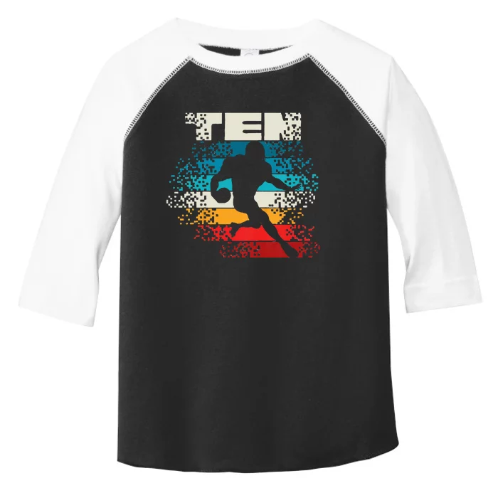 10 Year Old 10th Vintage Retro Football Birthday Party Toddler Fine Jersey T-Shirt