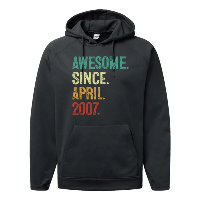 16 Years Old Awesome Since April 2007 16th Birthday Performance Fleece Hoodie