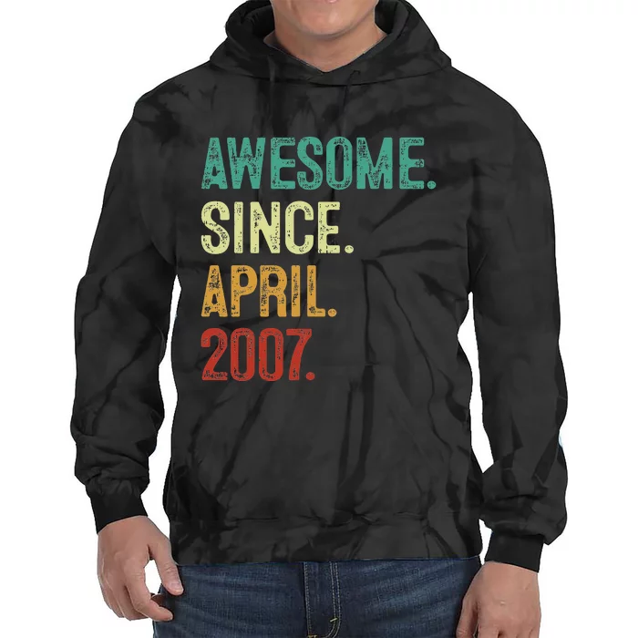 16 Years Old Awesome Since April 2007 16th Birthday Tie Dye Hoodie