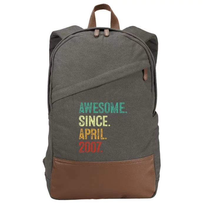 16 Years Old Awesome Since April 2007 16th Birthday Cotton Canvas Backpack