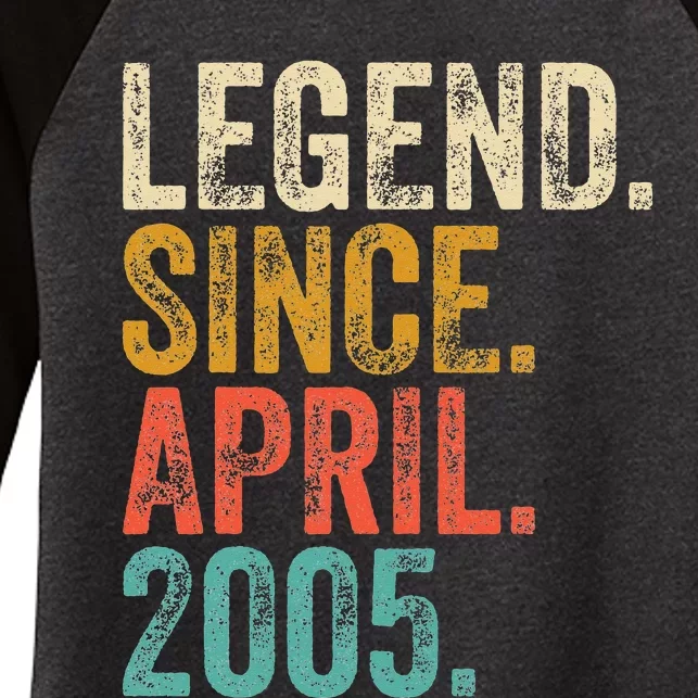 18 Years Old Legend Since April 2005 18th Birthday Women's Tri-Blend 3/4-Sleeve Raglan Shirt