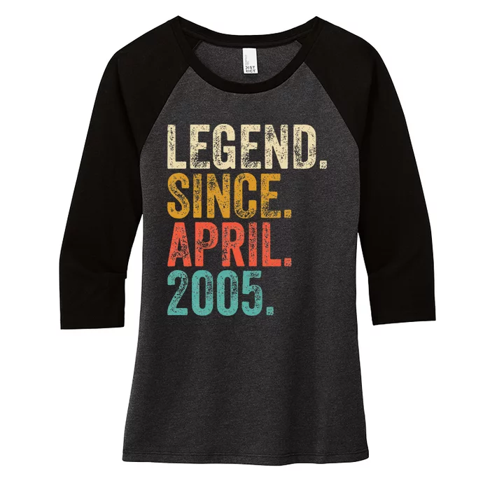 18 Years Old Legend Since April 2005 18th Birthday Women's Tri-Blend 3/4-Sleeve Raglan Shirt