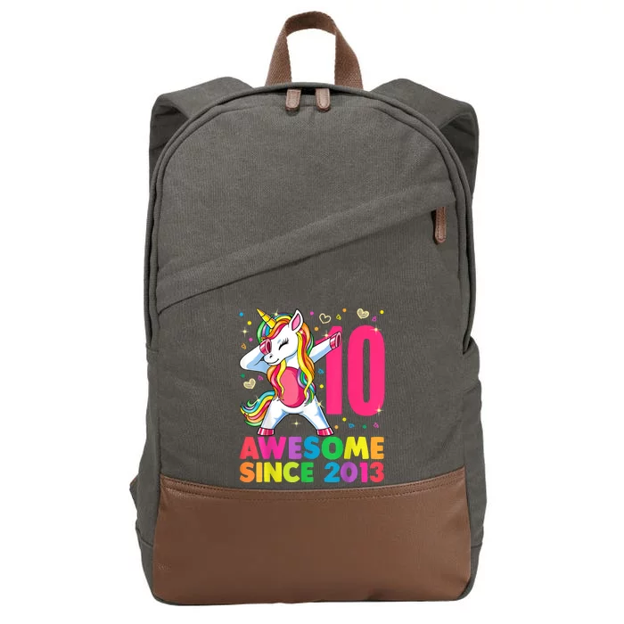 10 Year Old Unicorn Dabbing 10th Birthday Girl Unicorn Party Cotton Canvas Backpack