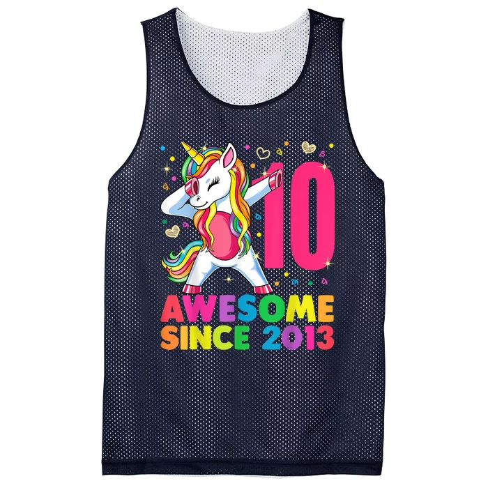 10 Year Old Unicorn Dabbing 10th Birthday Girl Unicorn Party Mesh Reversible Basketball Jersey Tank