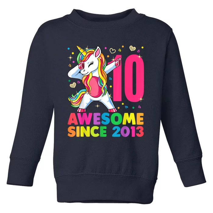 10 Year Old Unicorn Dabbing 10th Birthday Girl Unicorn Party Toddler Sweatshirt