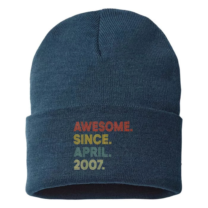 16 Year Old Awesome Since April 2007 16th Birthday Sustainable Knit Beanie