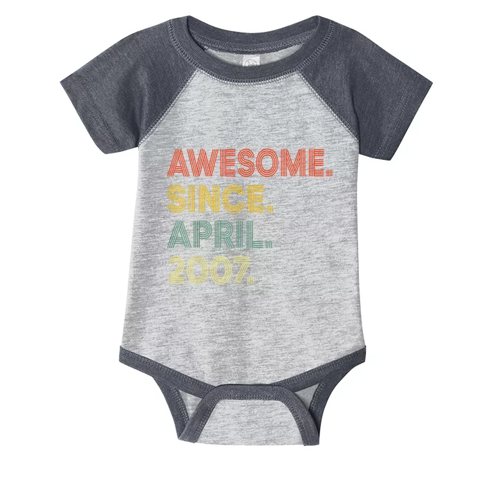 16 Year Old Awesome Since April 2007 16th Birthday Infant Baby Jersey Bodysuit