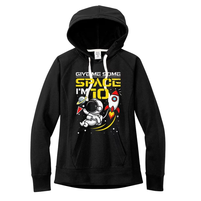 10 Years Old Outer Space 10th Birthday Astronaut Women's Fleece Hoodie