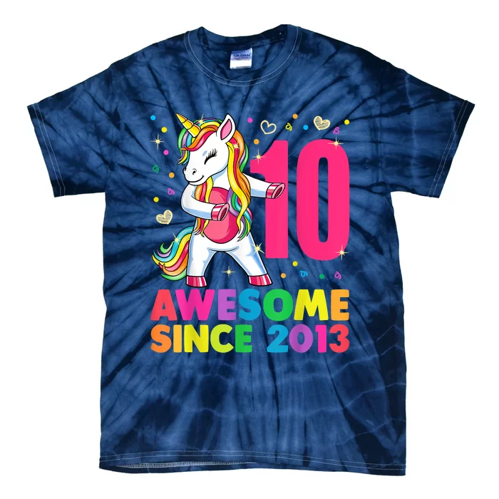 10 Years Old Unicorn Flossing 10th Birthday Girl Party Tie-Dye T-Shirt