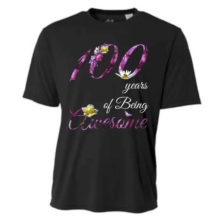 100 Year Old Gift Awesome Floral 1923 100th Birthday Gift Cooling Performance Crew T-Shirt