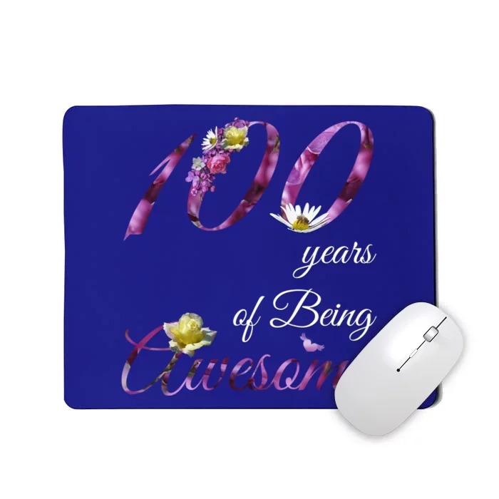 100 Year Old Gift Awesome Floral 1923 100th Birthday Gift Mousepad